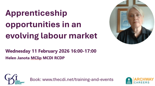 Thumbnail for short video showing title slide for webinar Apprenticeship opportunities in an evolving labour market